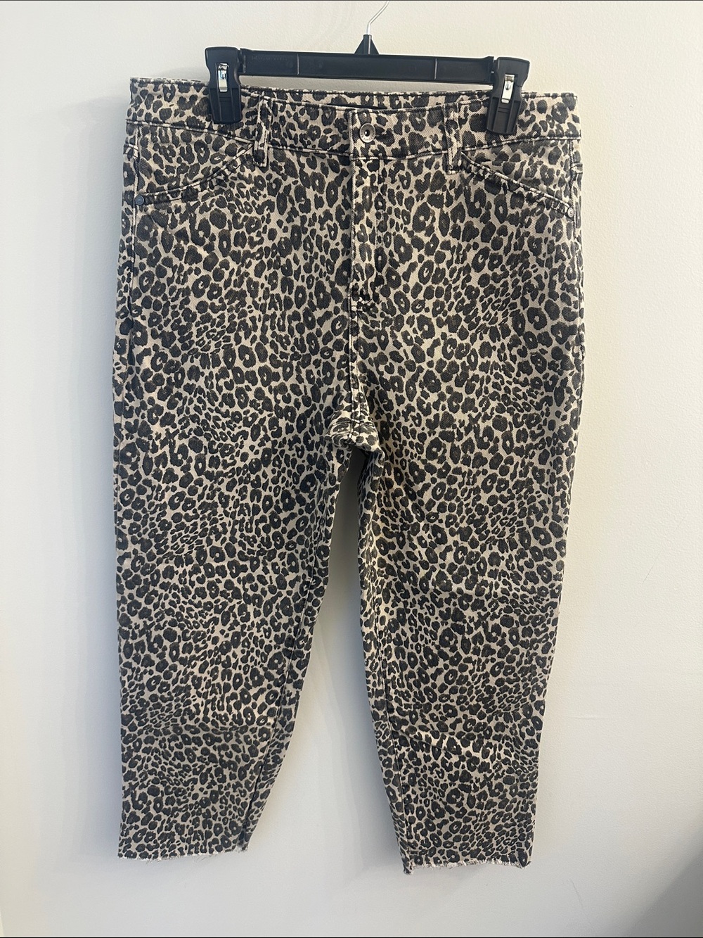 Sanctuary Cadence 90s Straight Leg Cropped Leopard Print Jeans SZ 32